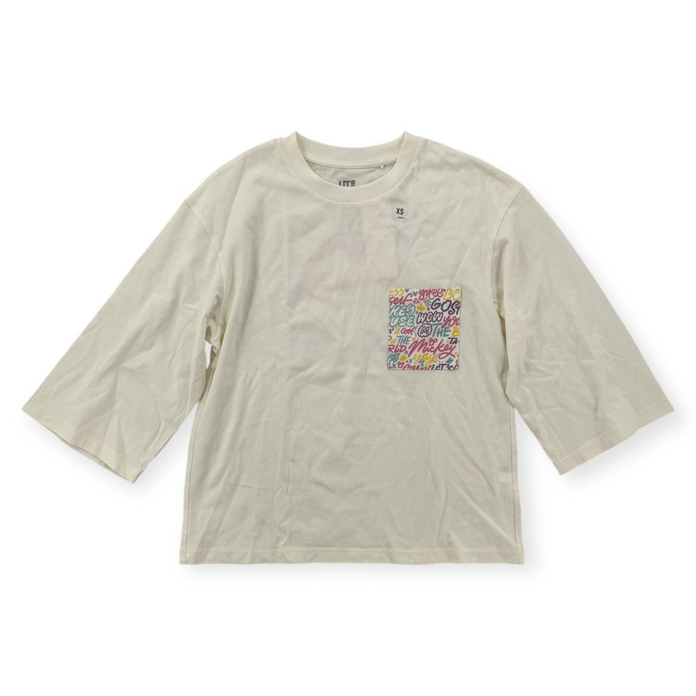 Uniqlo X Disney Kate Moross Shirt Womens XS Love & Mickey 3/4 Sleeve Tee NWT‎